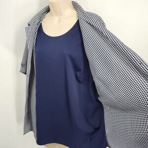 Maggie Barnes 2-in-1 Button Blouse Women's Plus Size 20W Checkered Short Sleeve